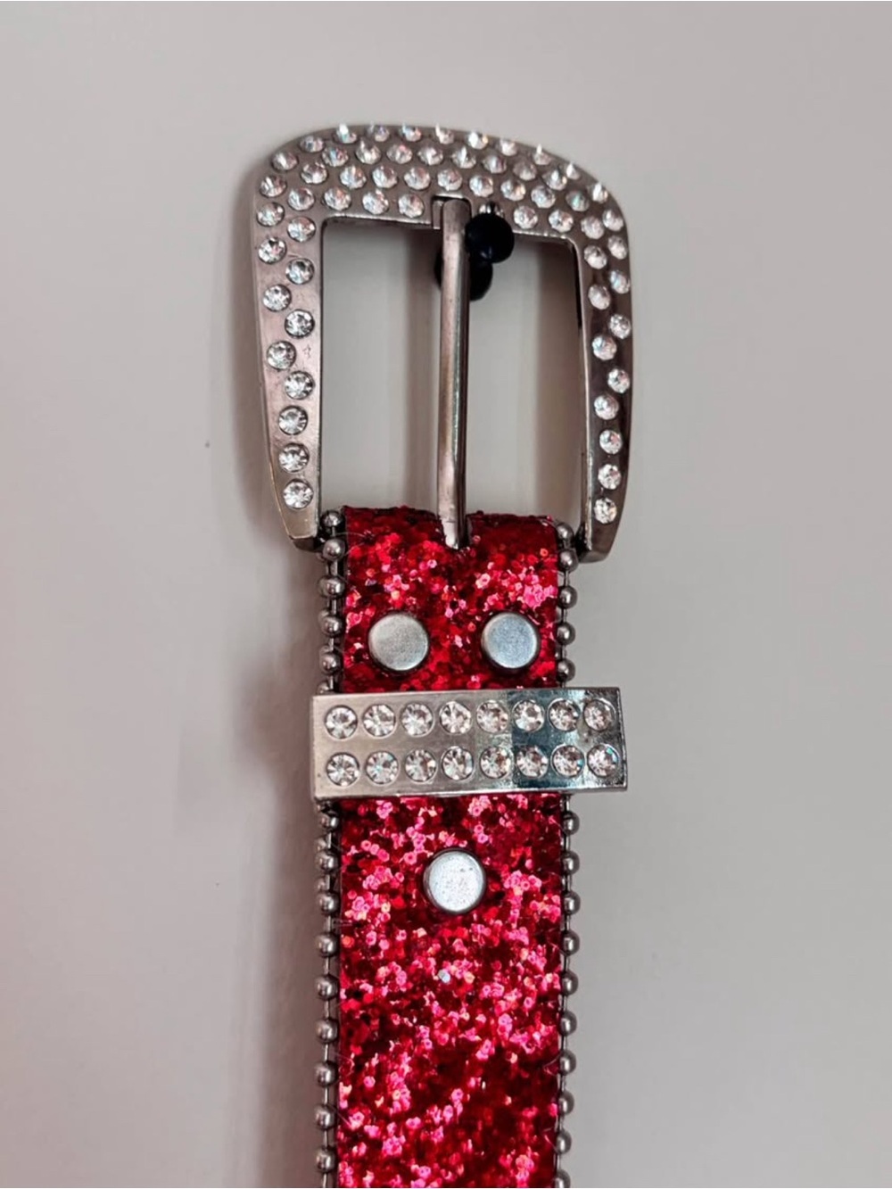 Red Belt Sparkly Bedazzled Sequins Glittery